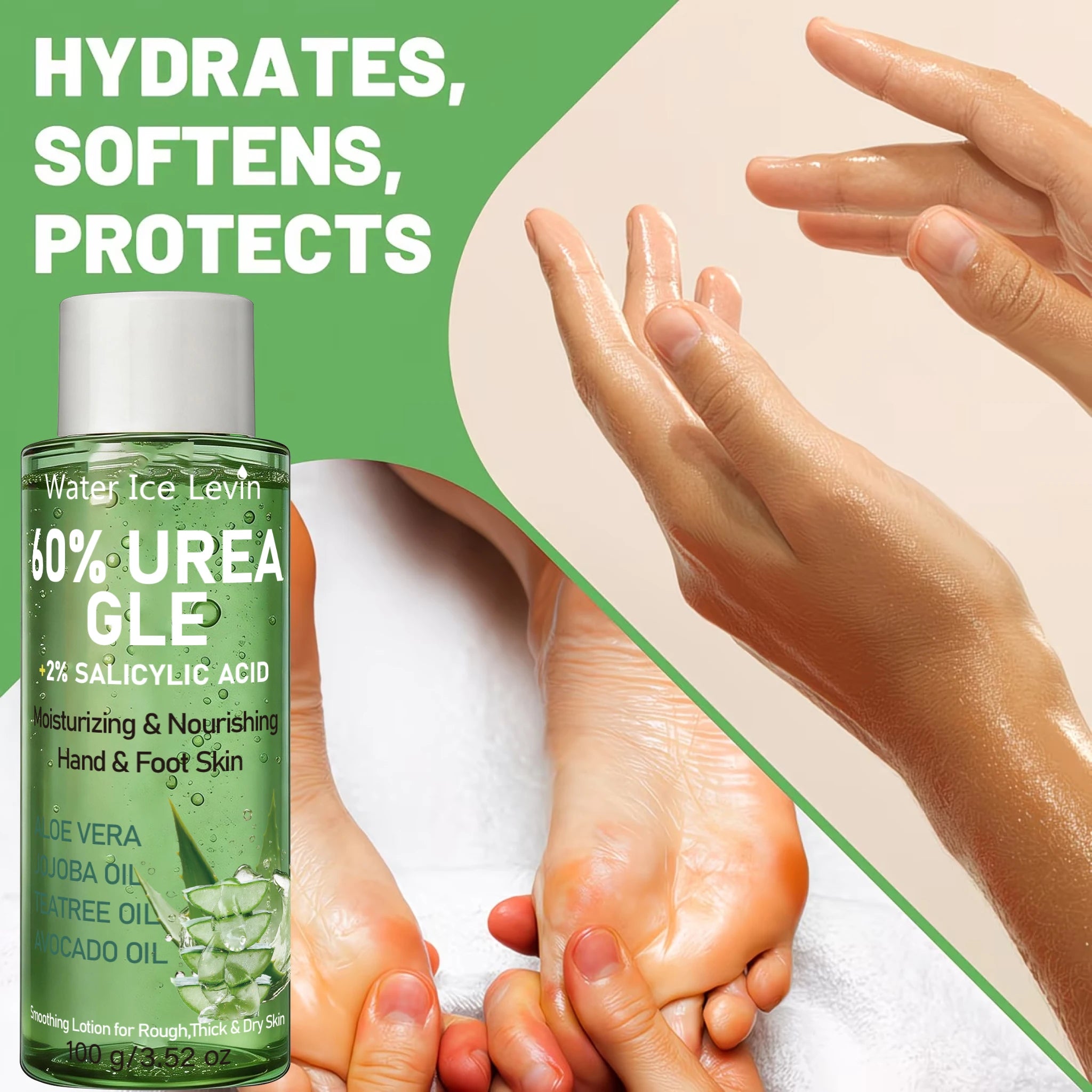 Urea Salicylic Acid Hand Foot Cream Aloe Jojoba Oil Infused Hydrating Soften Dry Cracked Rough Skin Daily Repair Gel 100g Qme