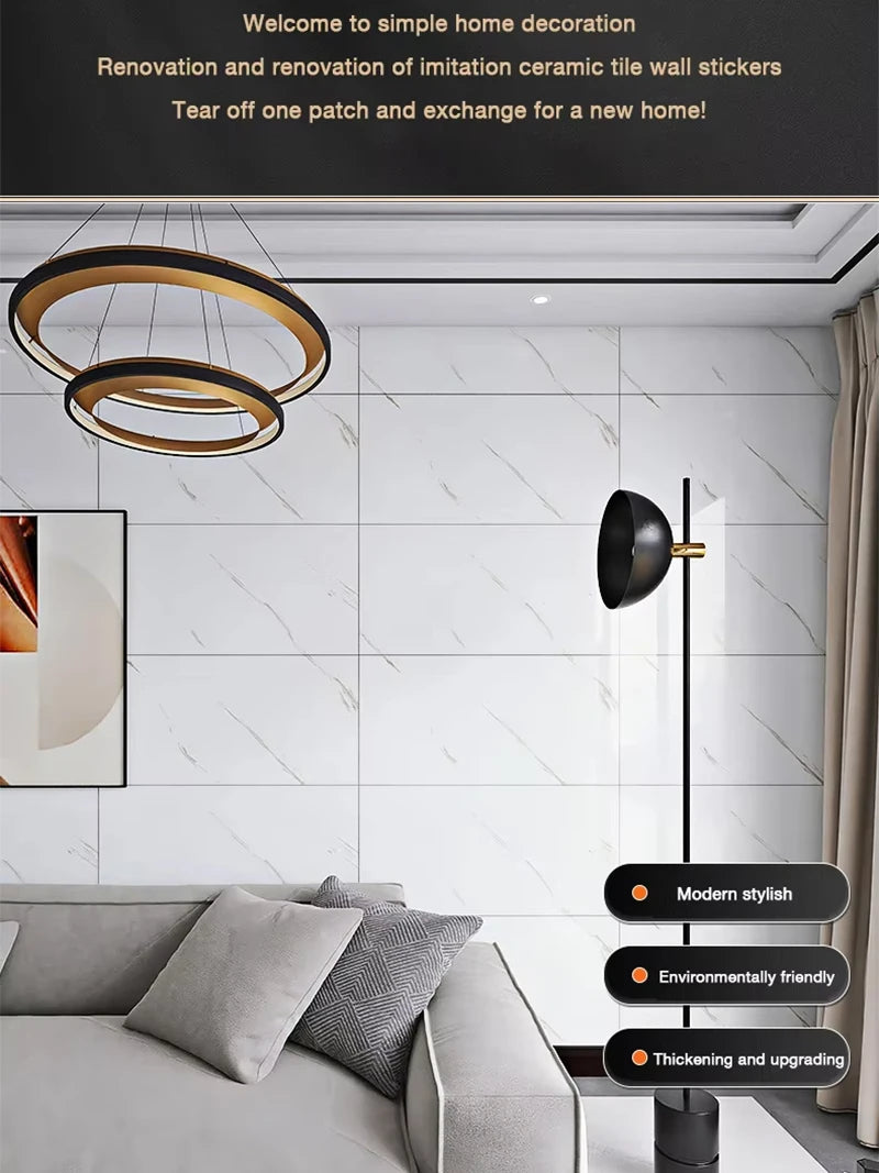 3D Wall Decoration 30*30cm Imitation Tile Wall Sticker Self-adhesive Bathroom Waterproof Moisture-proof Marble Kitchen Wallpaper Qme