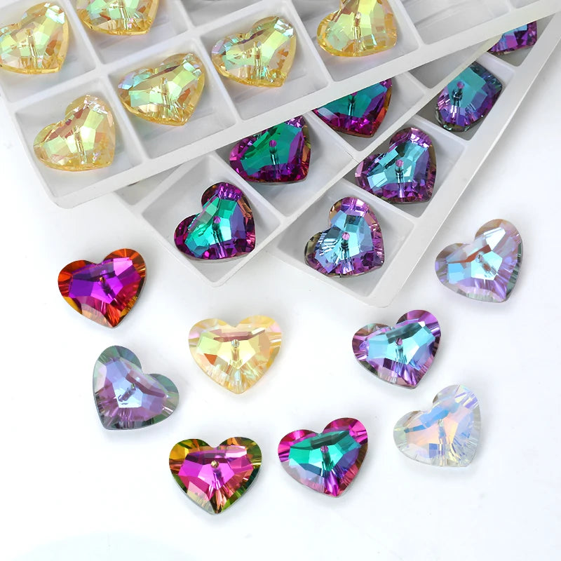 12Pcs Austria Crystal Pendant Loose Rhinestone Beads Charms Glass Jewelry Gems Stones for DIY Necklace Jewelry Making 11Styles Qme 6264 Mixed