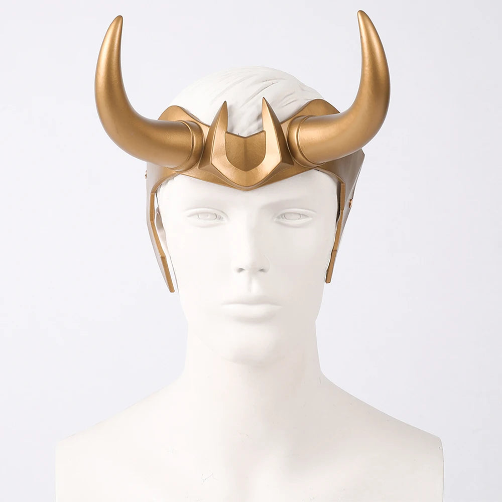 Ragnarok Loki Helmet Horns Latex Crown Mask Halloween Cosplay Costume Props for Adult Men Women Anime Qme