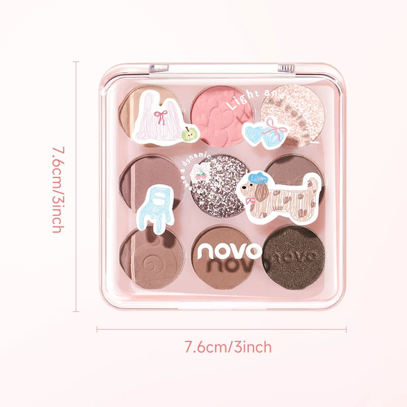 9-Color Eyeshadow Palette - Matte & Shimmer Finish,Water And Sweat Resistant, Long-Lasting Wear, Blendable, Highlight And Blush Qme
