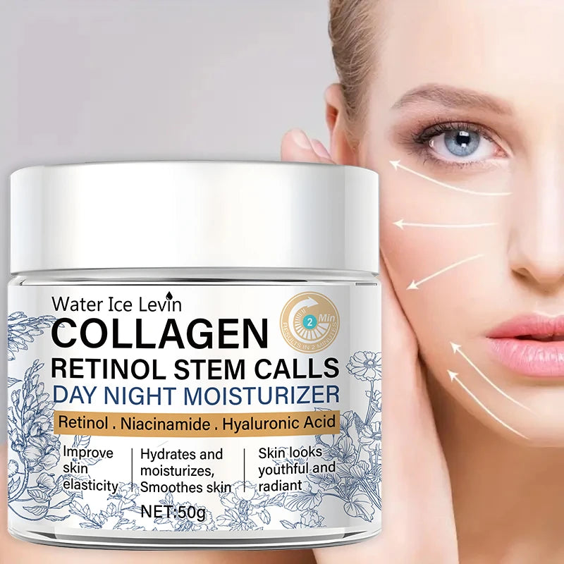 50g Collagen Retinol Stem Cell Day and Night Moisturizing Cream Retinol Niacinamide Hyaluronic Acid Improves Skin Elasticity Moisturizing and Nourishing Qme