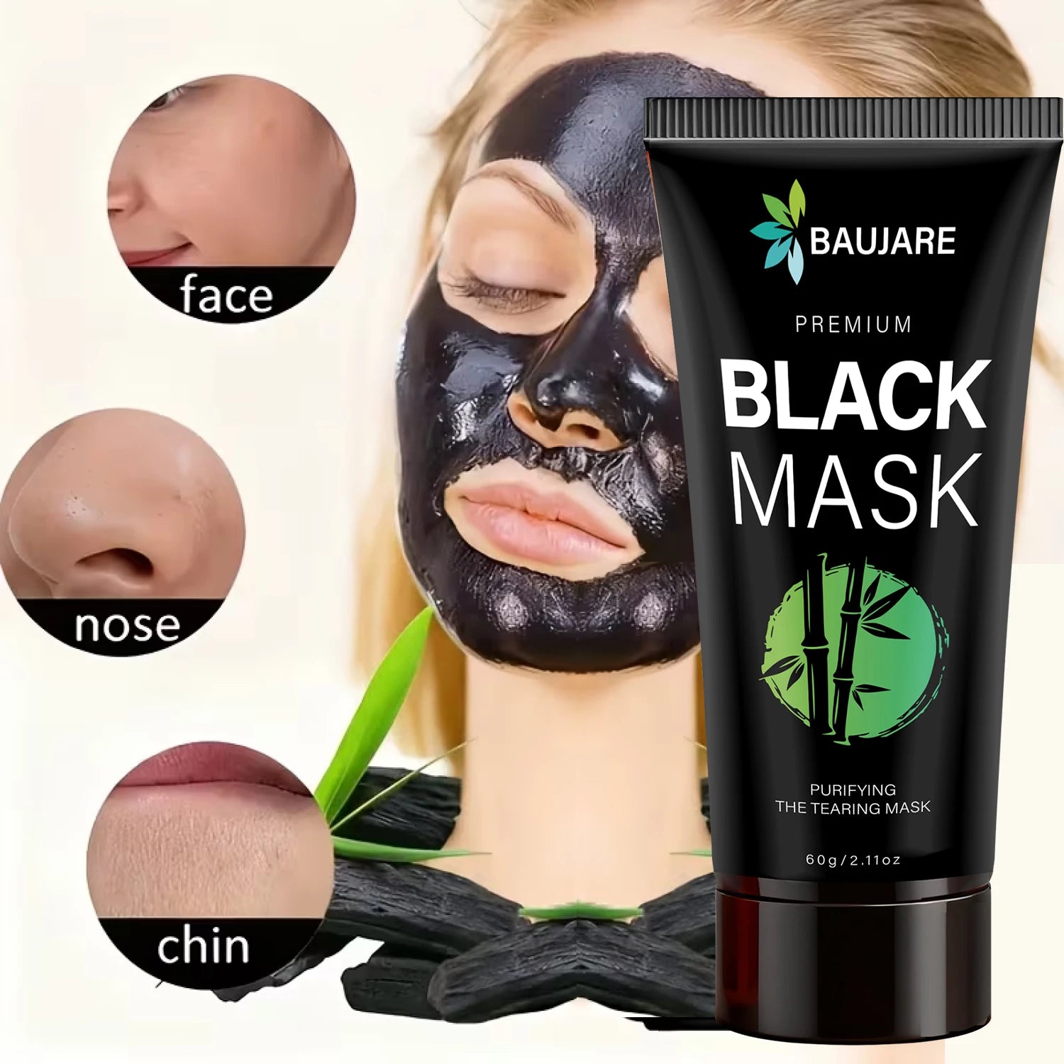 Premium Blackhead Peel Off Mask with Charcoal & Centella, Deep Cleansing & Purifying for Smooth Skin, All Skin Types. Qme