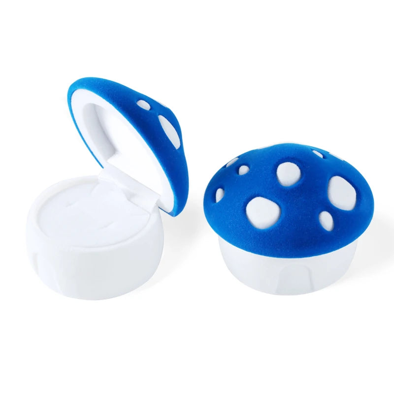 1 Piece Lovely Mushroom Gift Box Holder Velvet Wedding Engagement Ring Box Jewelry Box for Earrings Necklaces Display 2 Colors Qme
