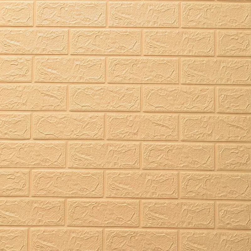 3D Foam Wall Stickers Retro Wallpaper Ceiling Self Adhesive Qme light yellow 10Pcs 35cmX30cm