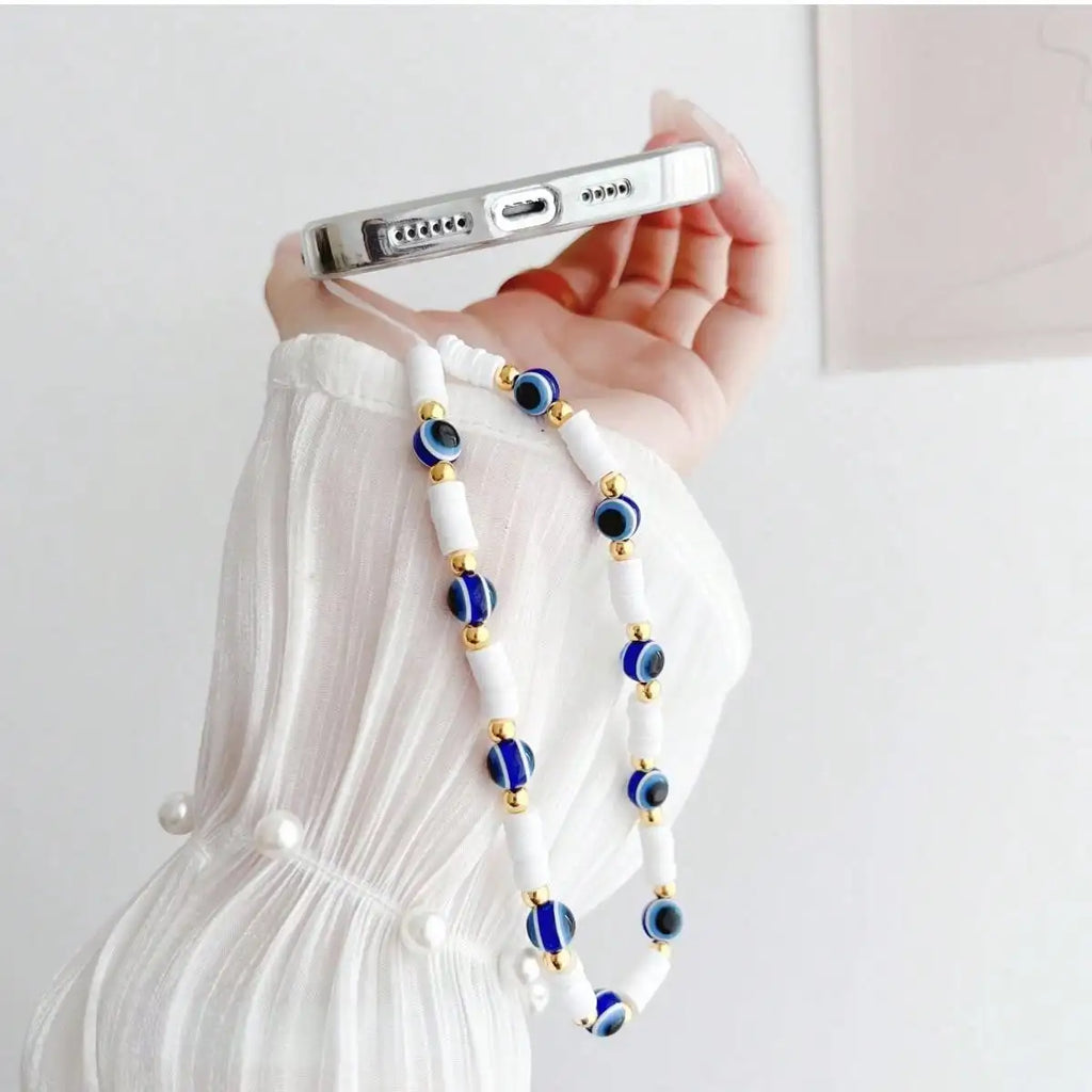 Pearl Smiling Face Evil Eye Phone Charm Qme