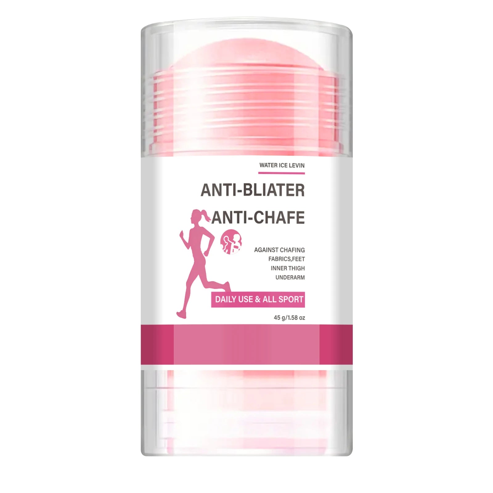 Sports Anti Chafing Stick, Hydrating Anti-Rub Stick for Thighs Underarm Daily & Workout Use Qme Pink 45g