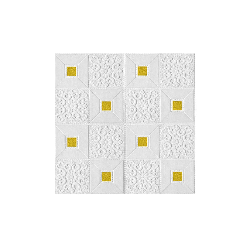 10Pcs 70x70cm Big Size Ceiling Wallpaper 3D Brick Waterproof Wall Stickers Foam Self-Adchive Wall Decoration Qme Gold 10Pcs 70cmx70cm