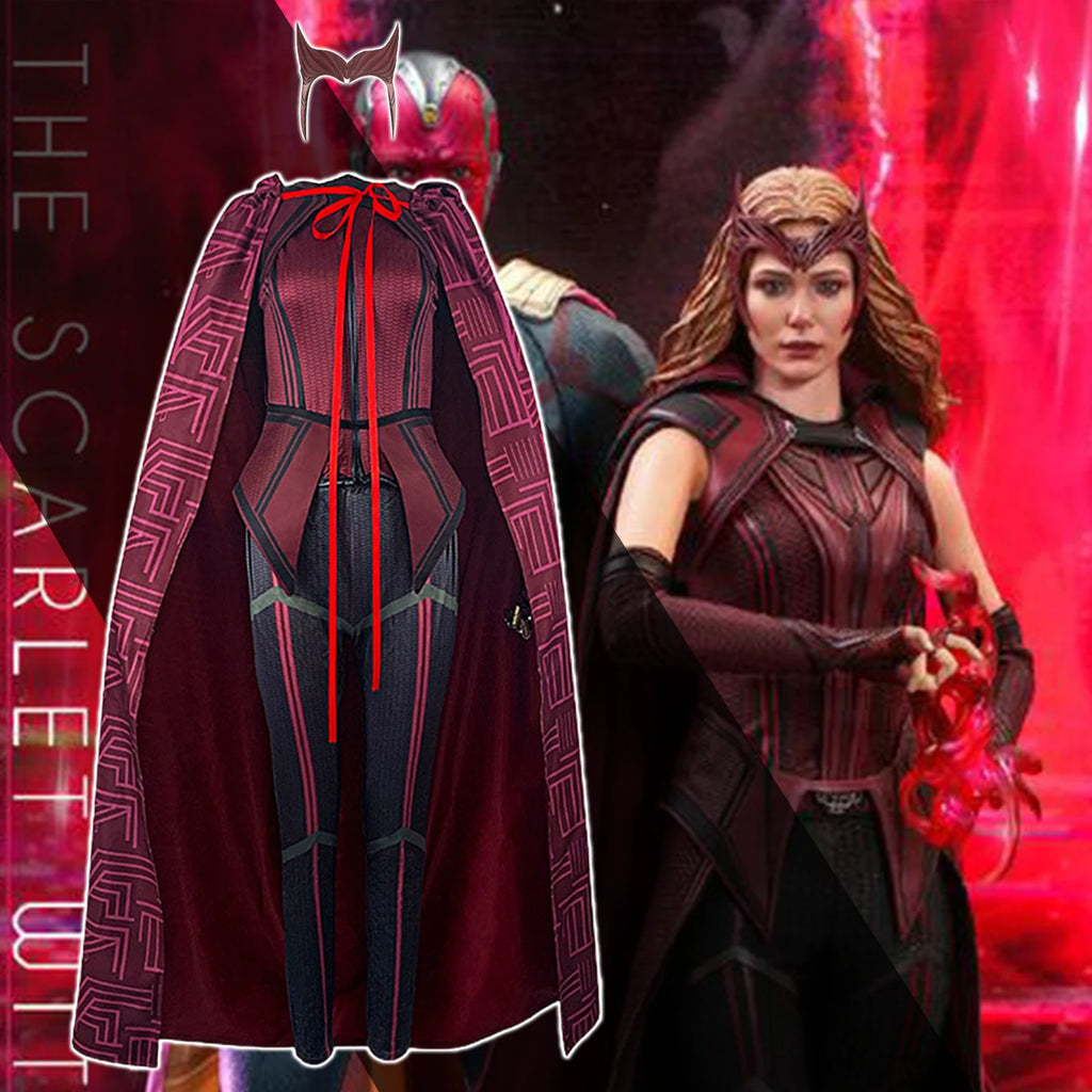 Scarlet Witch Maximoff Cosplay Costume Outfits Trench Jackets Mask for Halloween Costume Comic Con Stage Performance Qme
