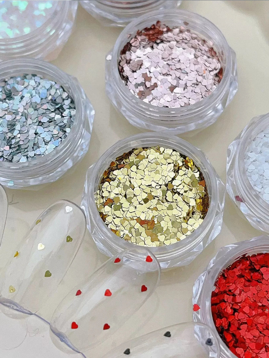 Mini Heart-shaped Nail Art Glitter Silver Gold Holographic Decoration Qme