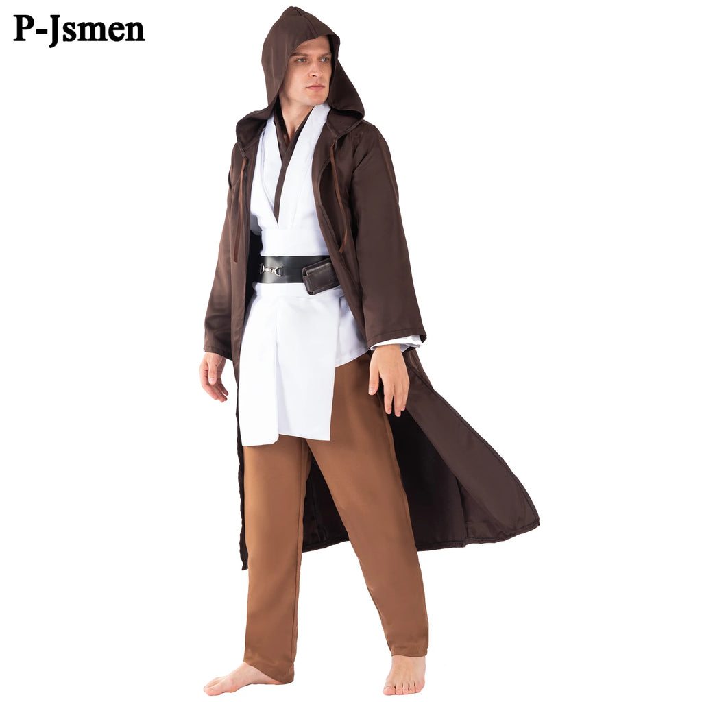 P-Jsmen Jedi Cosplay Costume Anakin Skywalker Replica Hooded Brown Cloak Robe Women Men Halloween Outfits Clothes Qme