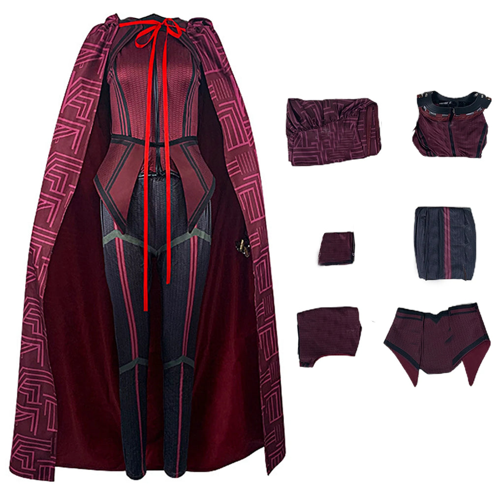Scarlet Witch Maximoff Cosplay Costume Outfits Trench Jackets Mask for Halloween Costume Comic Con Stage Performance Qme