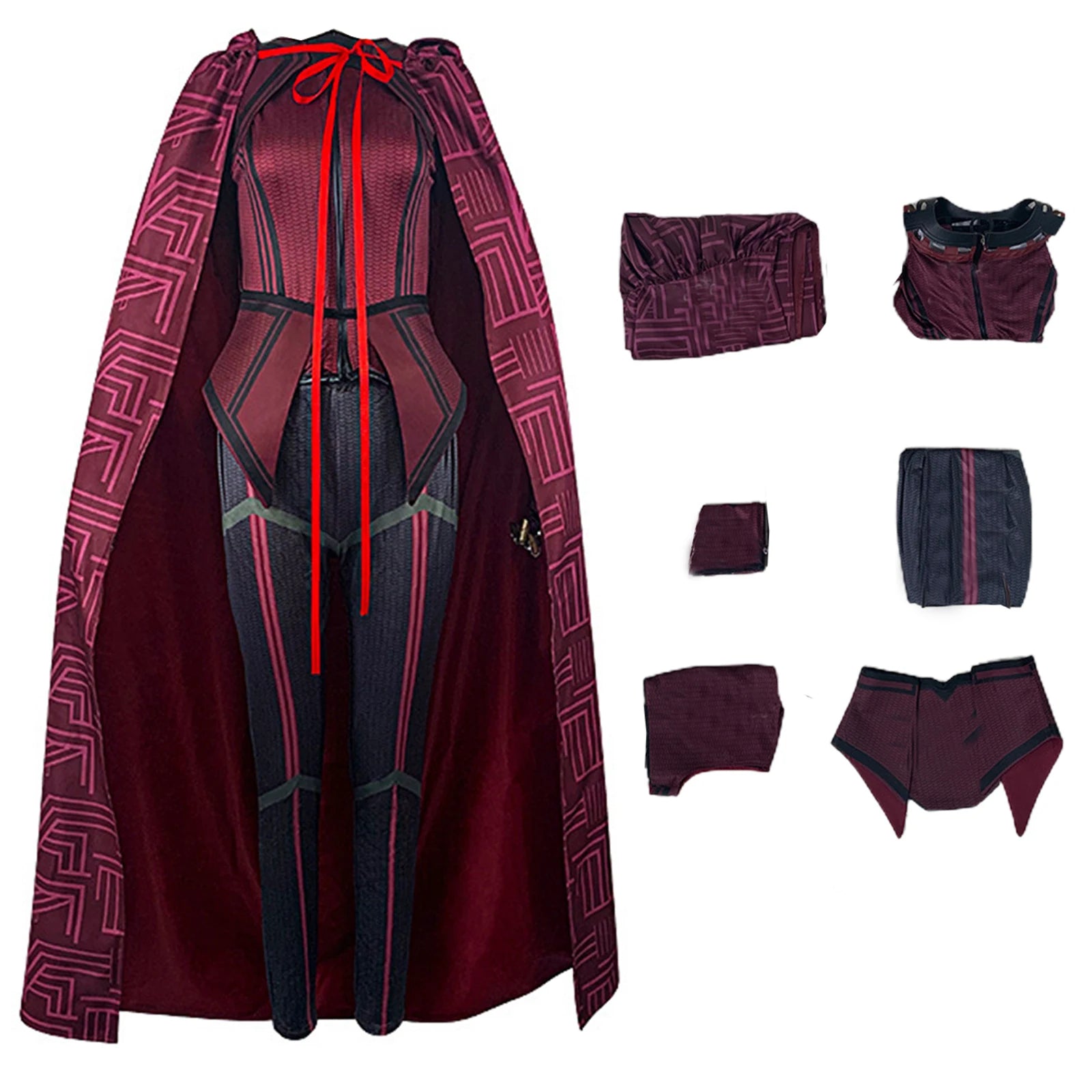 Scarlet Witch Maximoff Cosplay Costume Outfits Trench Jackets Mask for Halloween Costume Comic Con Stage Performance Qme