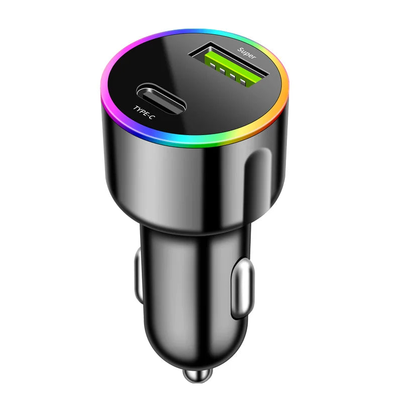 4-Port Usb+type-c Fast Charging Car Phone Charger USB C Pd 3 0 Qme black
