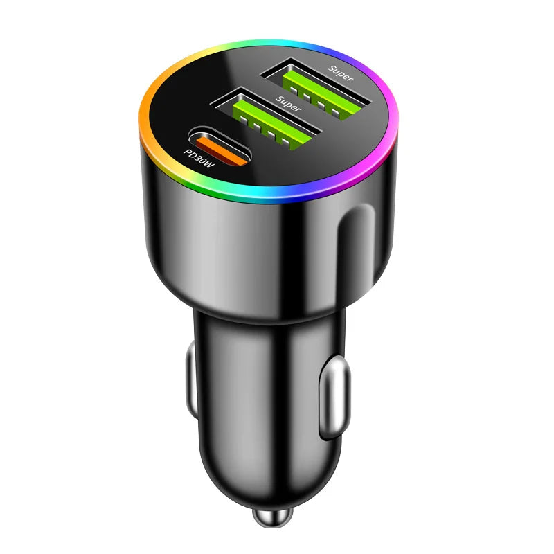 4-Port Usb+type-c Fast Charging Car Phone Charger USB C Pd 3 0 Qme GRAY