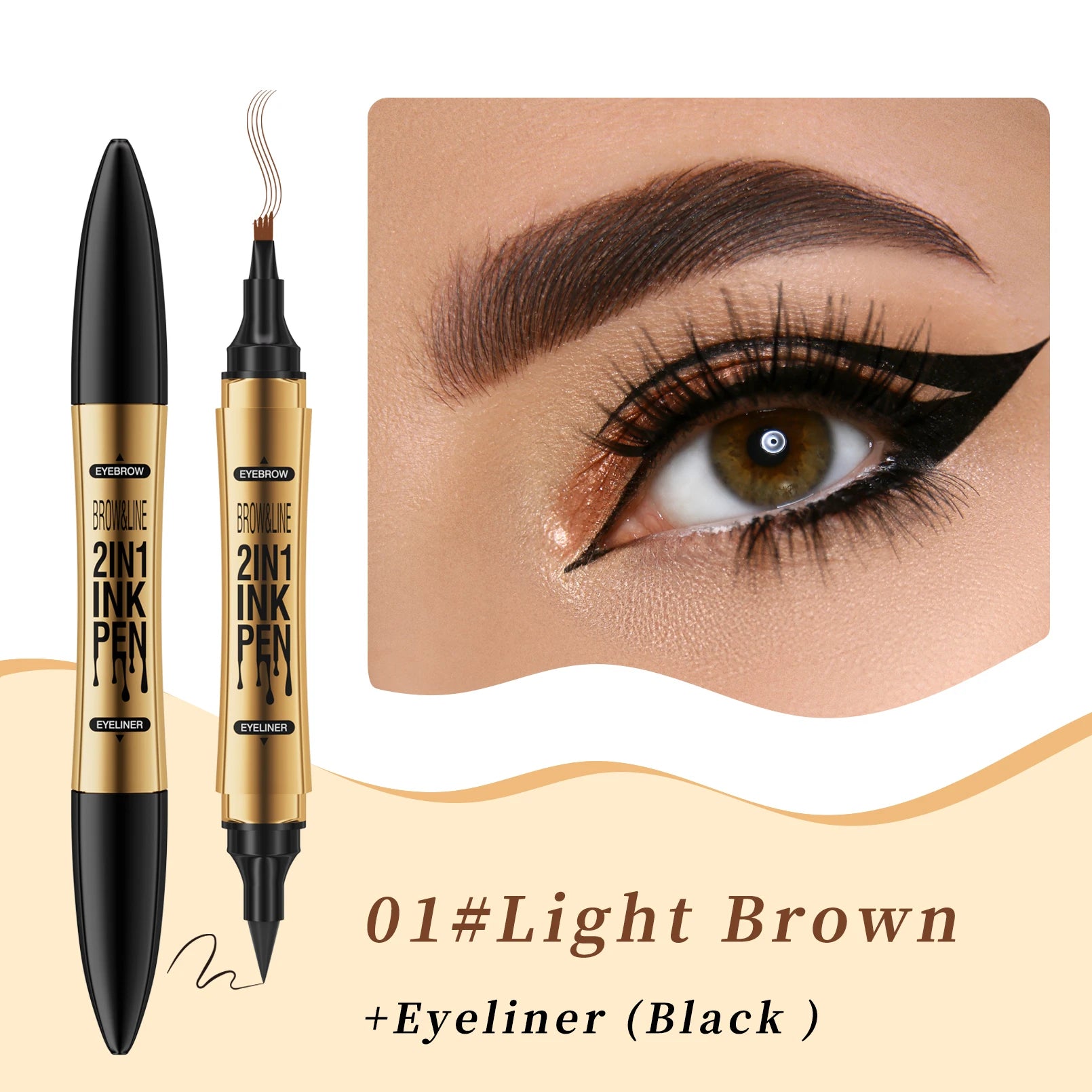 4 Splitted Head Eyebrow Pencil Long Last Smudge Proof Waterproof Sweat Proof High Pigmented Easy Apply Liquid Brow Makeup Pen Qme 9703-1
