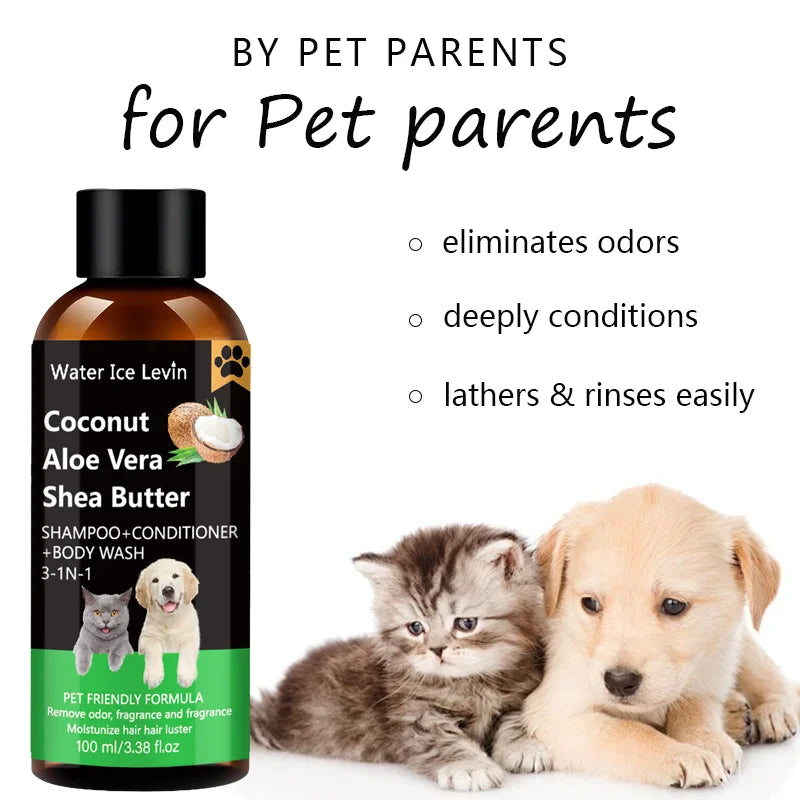 Water Ice Levin 100ml 3 In 1 Pet Wash Mild Deodorize Hydrate Shiny Coat Dog Cat Skin Care Qme
