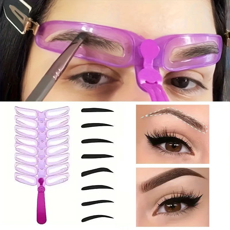 8 in1 Eyebrow Shaping Template Reusable Eyebrows Shaper Stencils Qme