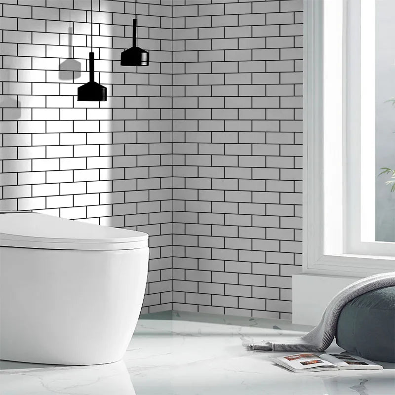White Brick Pattern Waterproof Moisture Proof Mildew Wall Stickers Qme