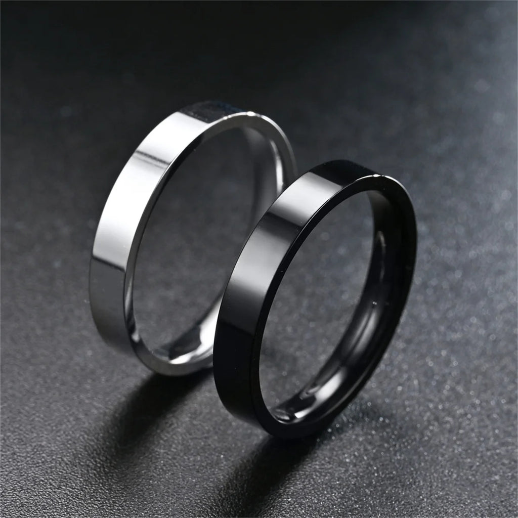 4mm Simplicity Flat Stainless Steel Rings Japanese Korean Fashion Glossy Titanium Steel Finger Rings for Youth Boy Girl Jewelry Qme
