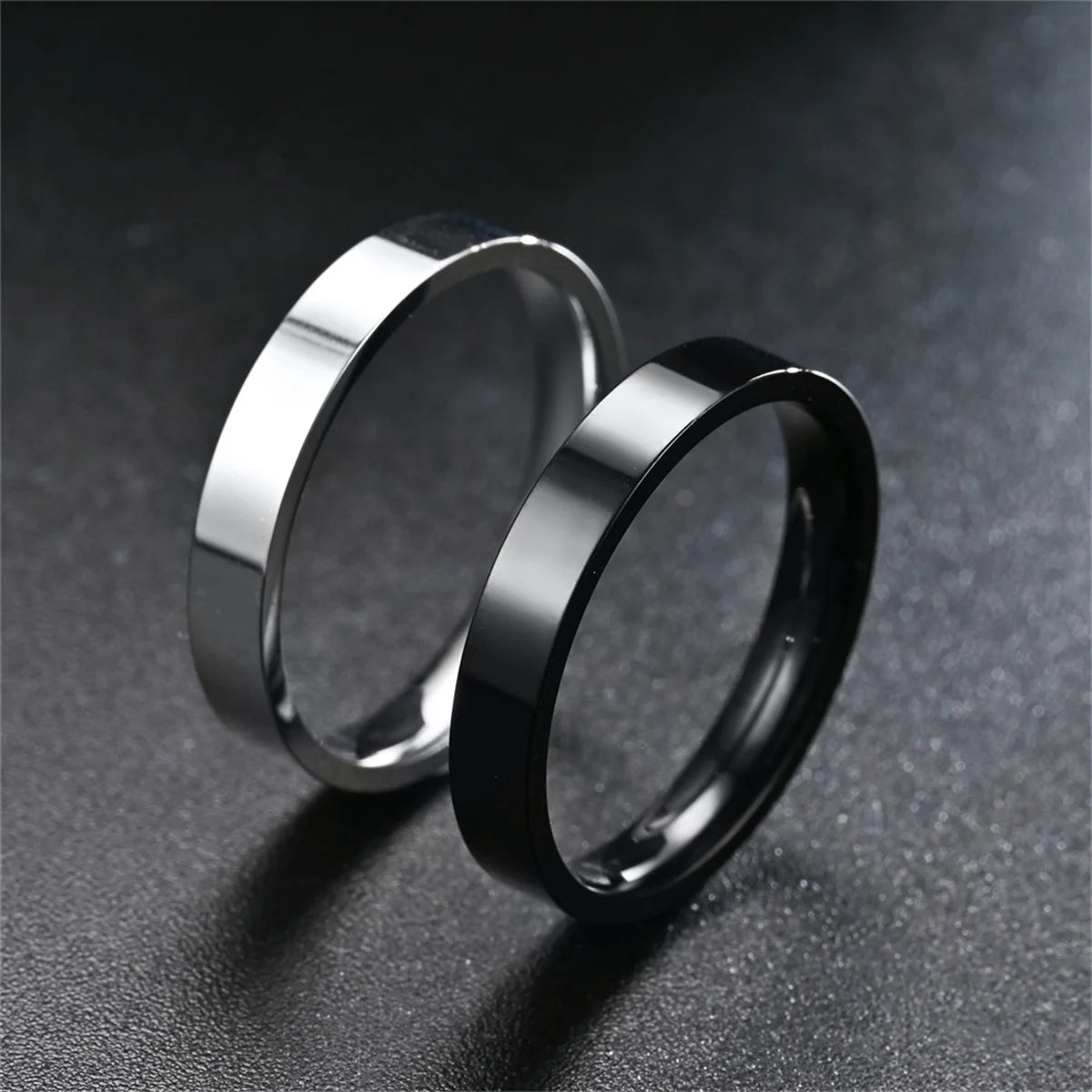 4mm Simplicity Flat Stainless Steel Rings Japanese Korean Fashion Glossy Titanium Steel Finger Rings for Youth Boy Girl Jewelry Qme