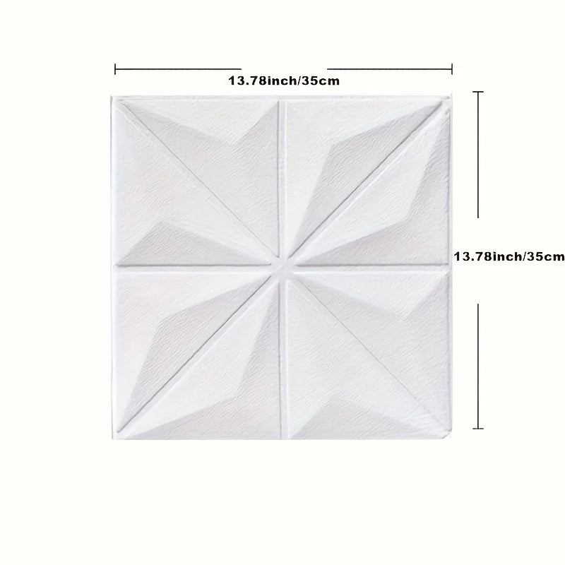 35*35cm 3d Room Decor Warm Decoration Self-adhesive Wall Stickers Ceiling Background Foam Waterproof Anti-collision Wallpaper Qme white 5pcs 35x35cm