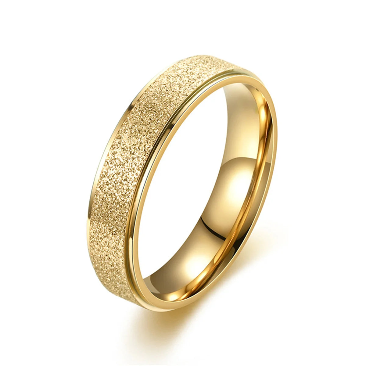 Cool 6MM Anxiety Relief Spinner Ring for Women and Man Stainless Steel Sand Blast Glitter Finish Gold Color Fidget Ring Band Qme jin 7