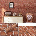 Waterproof Wall Stickers PVC Modern Home Decoration Retro Red Brown Brick Pattern Self-adhesive Wallpaper DIY 45cm Background Qme hongzong 45cmx1m