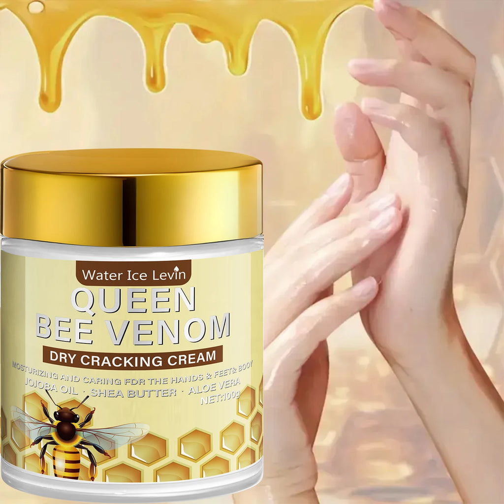 Queen Bee Venom Dry Cracking Cream with Retinol & Niacinamide - Intense Moisturizing for Hands, Feet & Body. Repairs Dry Skin. Qme