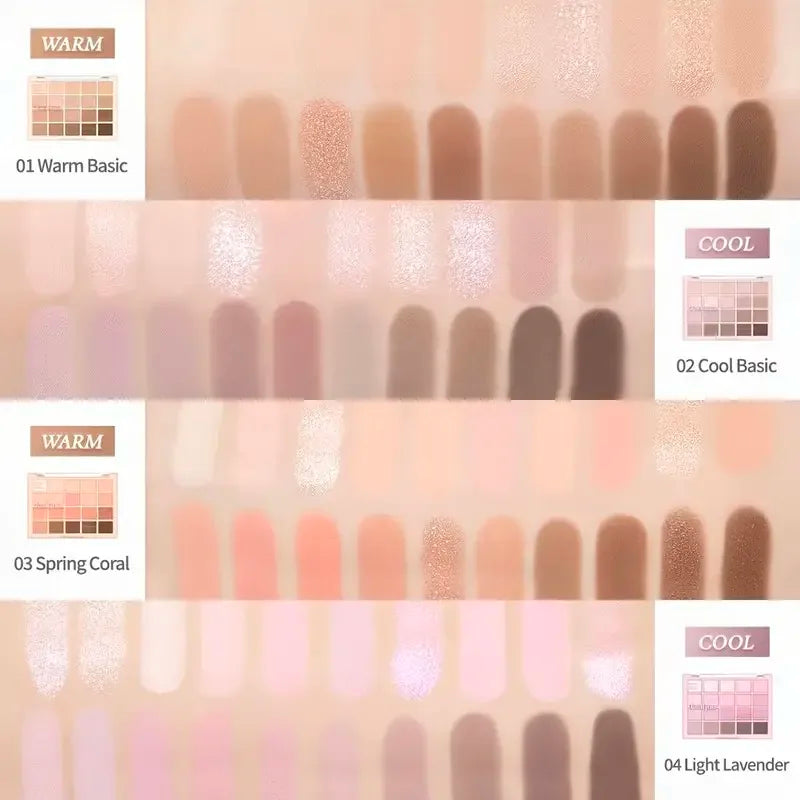 20-Color Warm Eyeshadow Palette Romantic Smoky Rose Tones Matte Qme