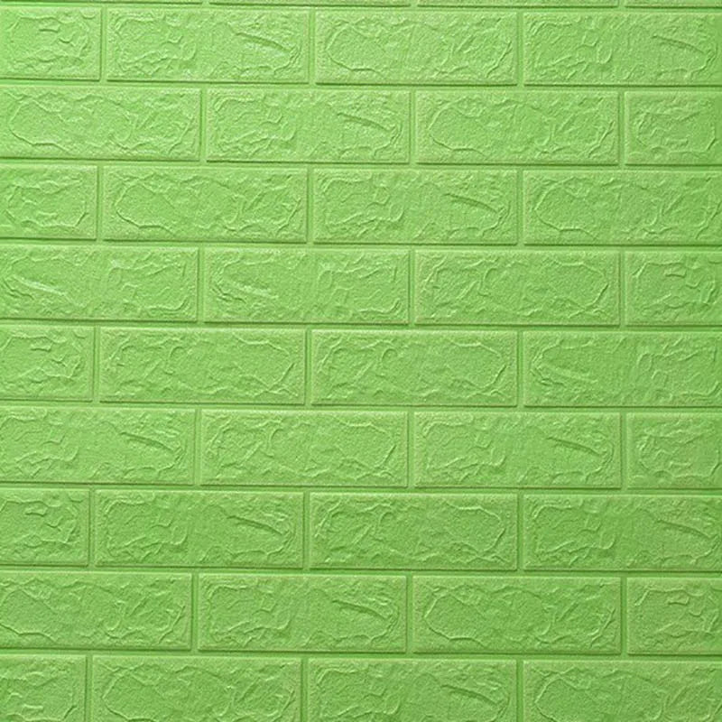 3D Foam Wall Stickers Retro Wallpaper Ceiling Self Adhesive Qme green 10Pcs 35cmX30cm
