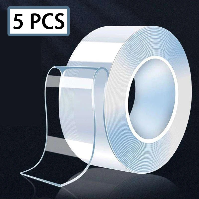 Thickness Double Sided Tape Transparent Reusable Waterproof Adhesive Qme 5pcs 3cmx5m
