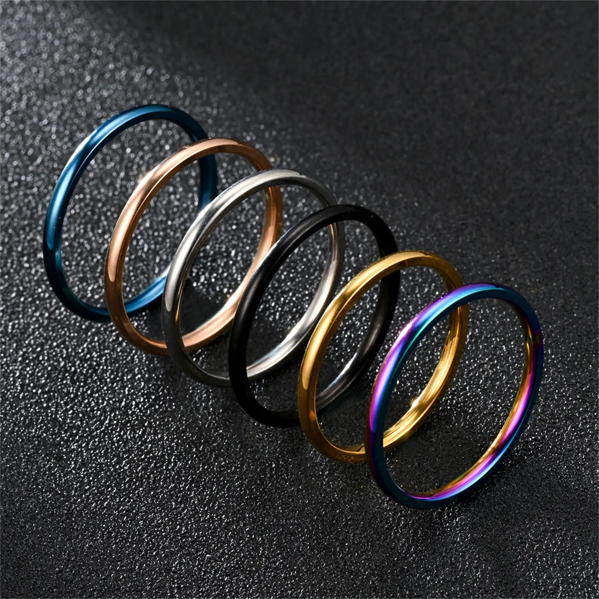 2/3/4mm Thin Stackable Ring Exquisite Stainless Steel Plain Band Knuckle Midi Ring Women Girl Size 5-13 Simple Punk Korean Decor Qme