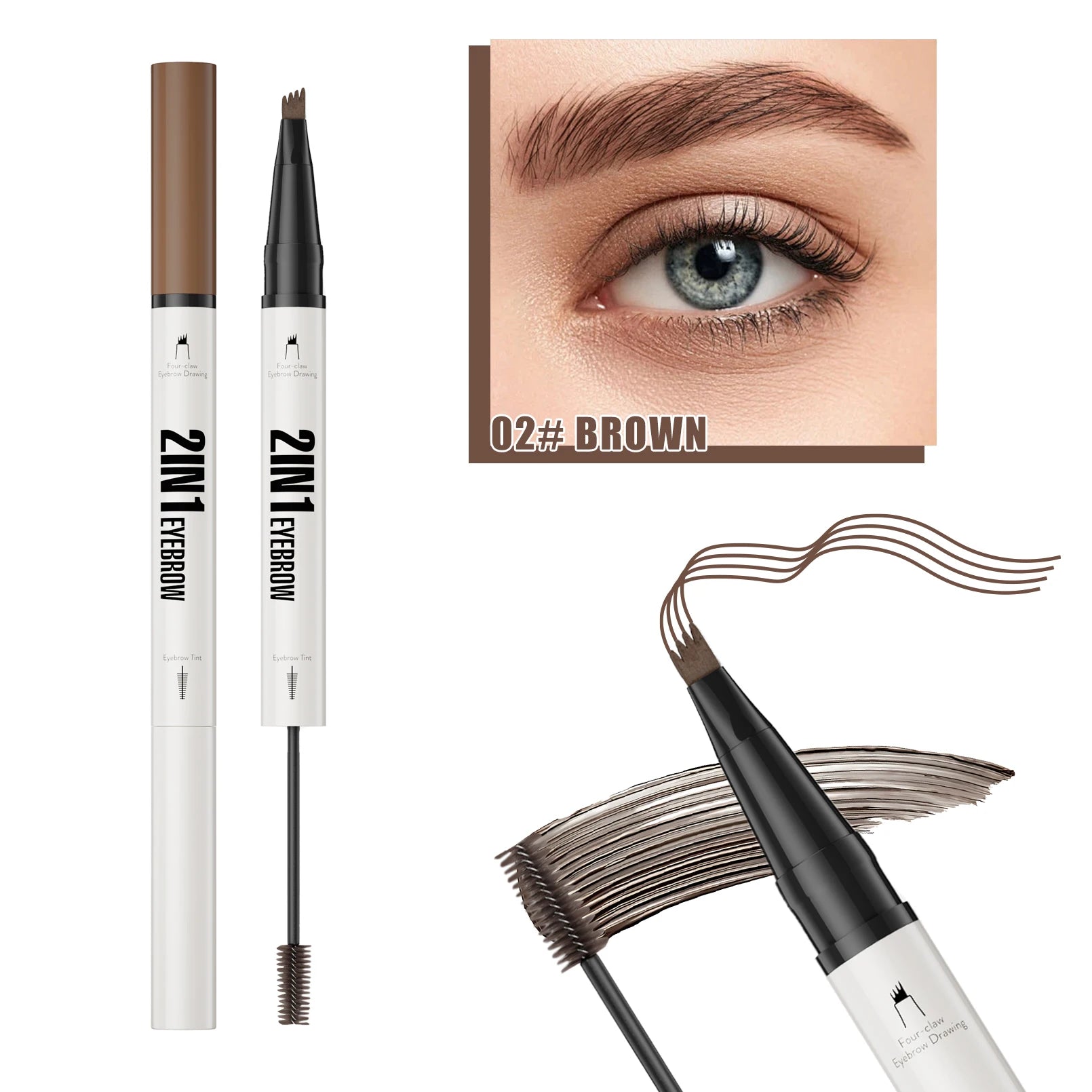 4D Microblading Eyebrow Pen 4 Forks Tip Eyebrow Tattoo Pencil Long Lasting Fine Sketch Liquid Eye Brow Make Up Qme 9712-2