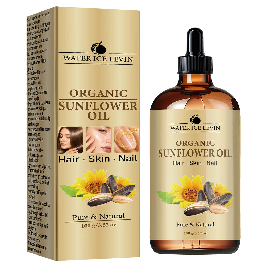 Water Ice Levin Organic Sunflower Multi Use Oil 100g For Hair Skin Nails Hydrating Nourishing Natural Plant Care Oil Qme Smoothing & Straightening