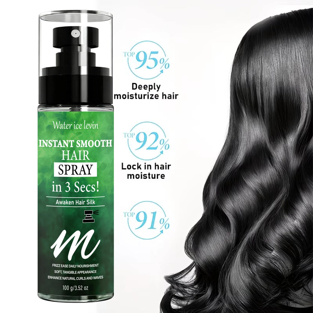 Water Ice Levin Frizz Ease Smooth Hair Spray 100g Keratin Biotin Rosemary Oil Nourish Tame Frizzy Curly Hair Care Mist Qme