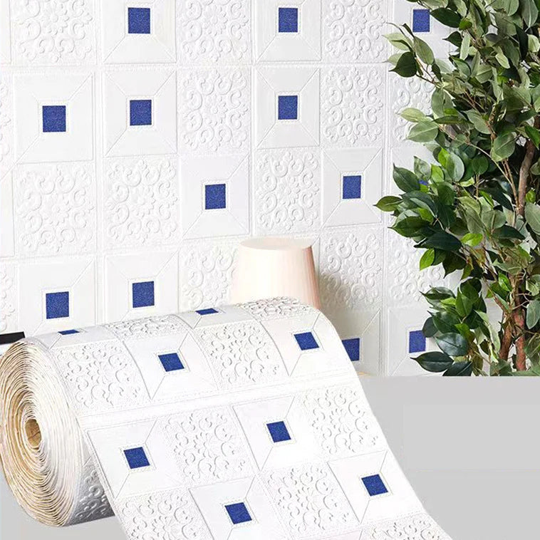 70cm High Quality DIY 3D Wallpaper Moisture Proof Modern Home Decoration Self-adhesive Waterproof Wall Stickers Brick Pattern Qme Blue 2 70CM X 10M