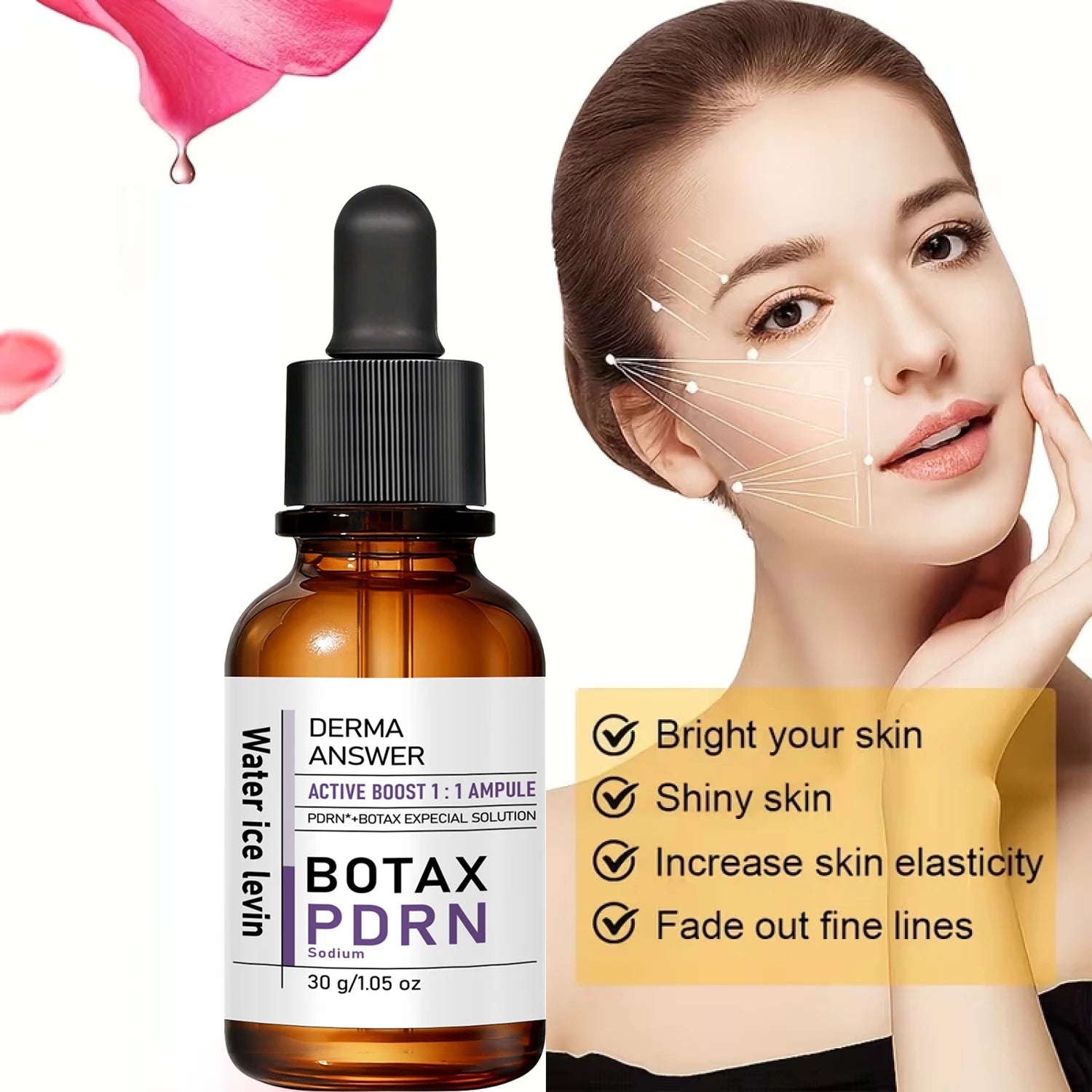 DERMA ANSWER Active Boost 1:1 Ampoule, PDRN & Botax Face Care Oil with Hyaluronic Acid & Niacinamide Qme