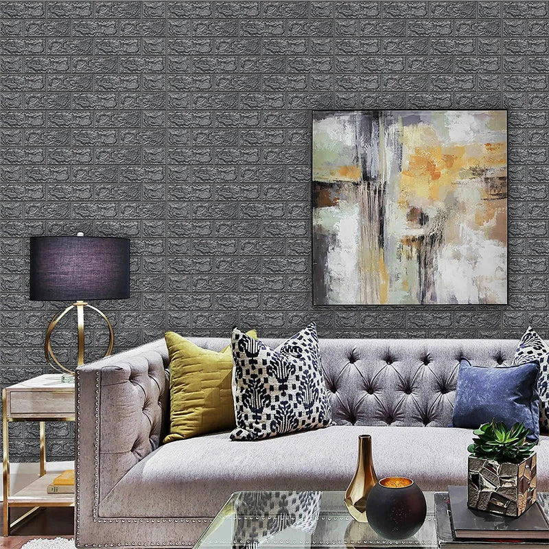 40Pcs 38.5X35cm Imitation Brick Wallpaper Self-adhesive Waterproof Moisture-proof Living Room Bedroom Wall Decoration Qme