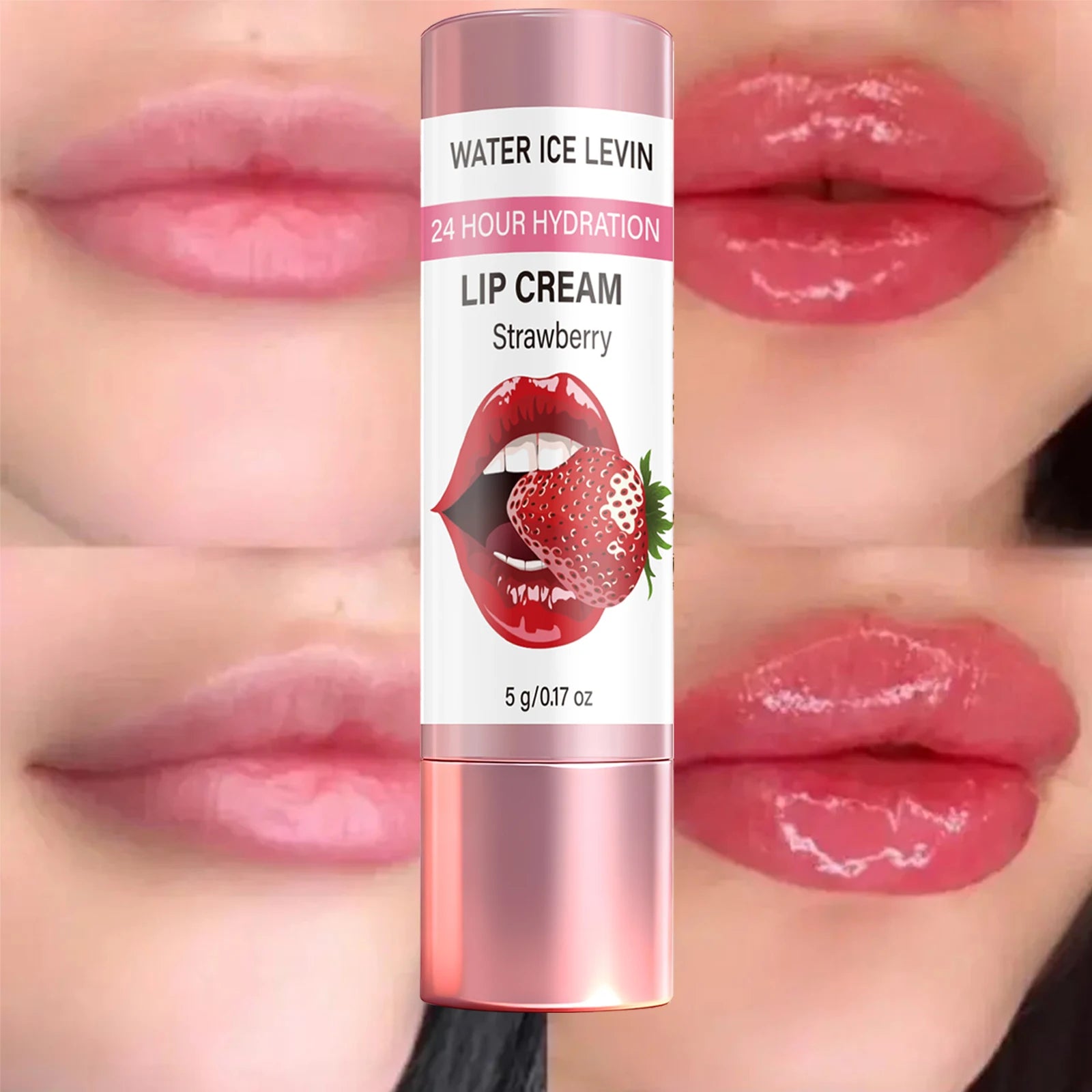 24H Hydrating Strawberry Extract Lip Cream, Moisturizing Soothe Chapped Lips Qme
