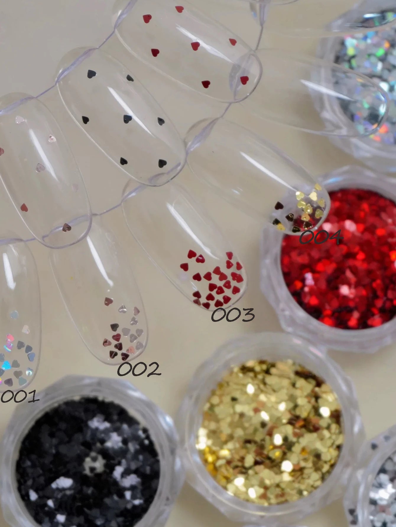 Mini Heart-shaped Nail Art Glitter Silver Gold Holographic Decoration Qme