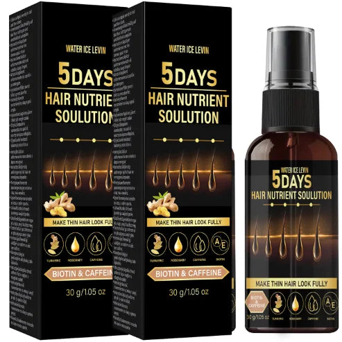 Biotin & Caffeine Hair Care Oil - Rosemary, Turmeric Infused, 5 Days Hair Nutrient Solution for Thicker Hair Qme Brown 30g