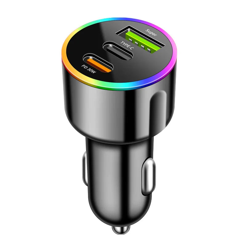 4-Port Usb+type-c Fast Charging Car Phone Charger USB C Pd 3 0 Qme WHITE
