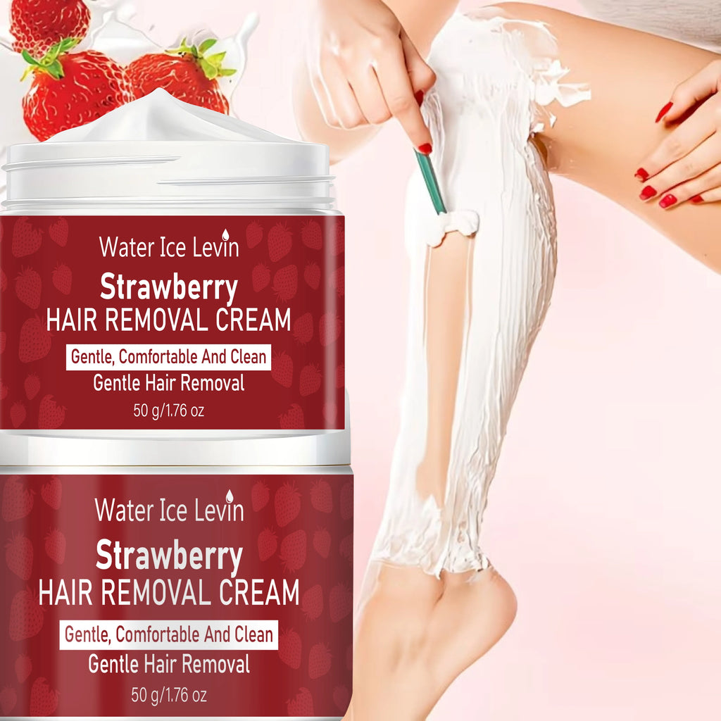 Strawberry Scent Mild Depilatory Cream Hyaluronic Acid Keratin Nourishing Gentle Comfort Whole Body Hair Removing Cream 50g Qme