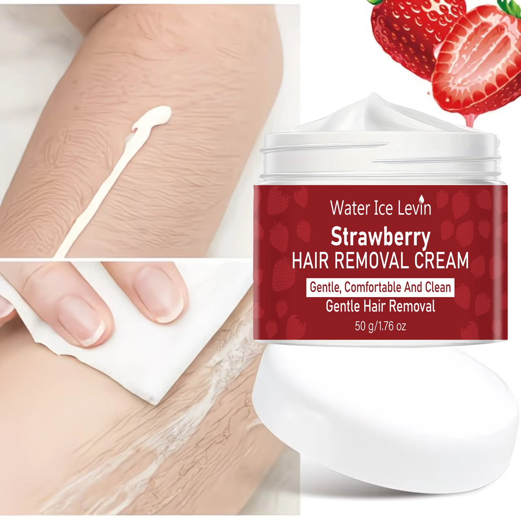 Strawberry Scent Mild Depilatory Cream Hyaluronic Acid Keratin Nourishing Gentle Comfort Whole Body Hair Removing Cream 50g Qme