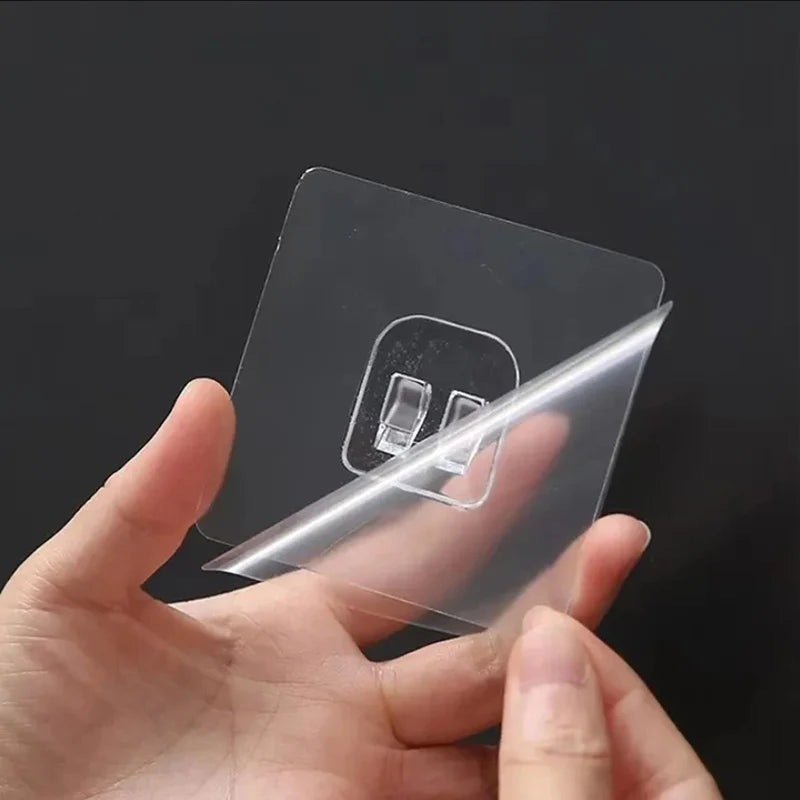 Kitchen and Bathroom Shelf Hooks Transparent and Strong Adhesive Without Perforations Kitchen and Bathroom Accessory Hooks Qme