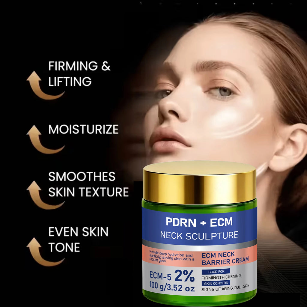 2% ECM-5 PDRN Neck Barrier Cream, Deep Hydrating Firming Anti Dull Aging Neck Skin Care Qme