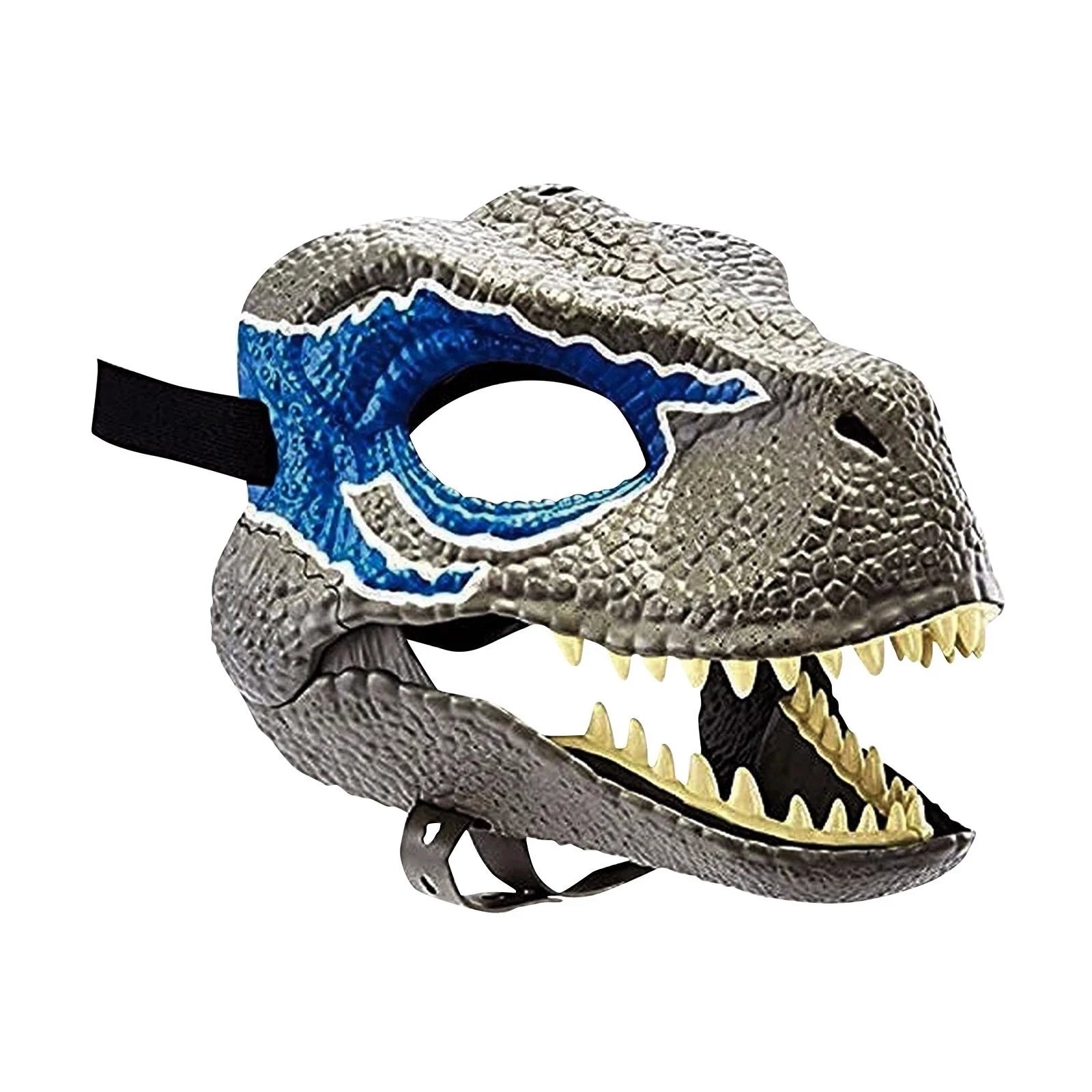 Dragon Dinosaur Mask Open Mouth Lifelike Latex Dinosaur Headgear Dino Mask Halloween Party Cosplay Prop Qme Blue