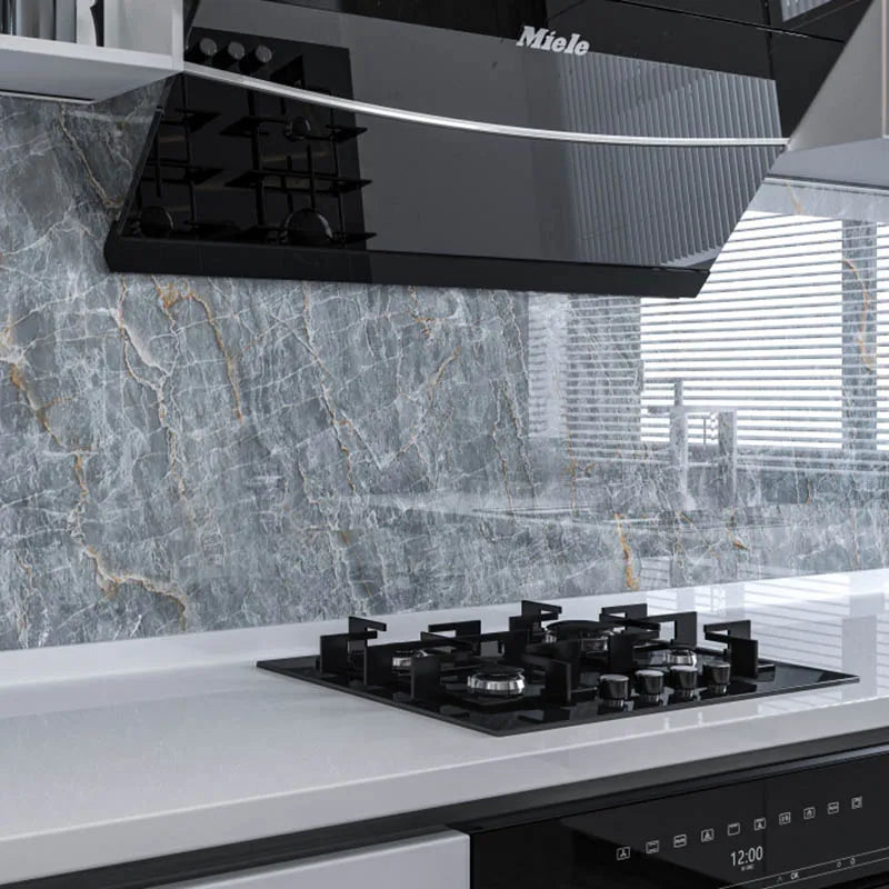 60cm*1m Imitation Marble Pattern Tile Stickers Waterproof Cabinet Refurbishment Kitchen High Temperature Resistant Oil Stickers Qme