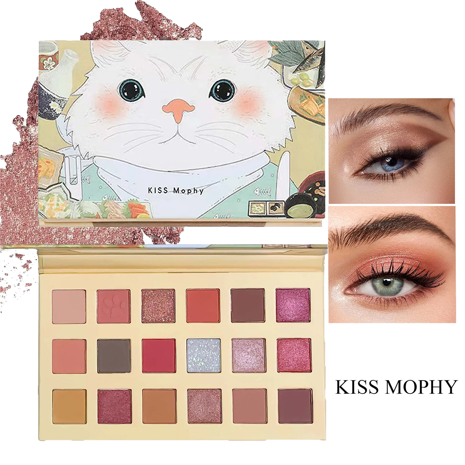 18-Color Cat Eyeshadow Palette Affordable Pearlescent Matte Designed Qme